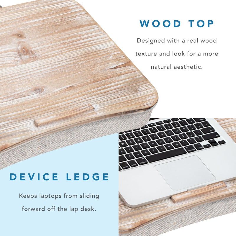 LapGear Heritage Lap Desk with Device Ledge - White Wash - Fits up to 17.3 Inch Laptops - Style No. 45611 - Image 3